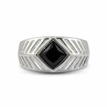 Sterling Silver Onyx Chevron Ring