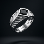 Sterling Silver Onyx Chevron Ring – view 5