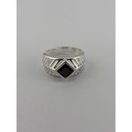 Sterling Silver Onyx Chevron Ring – view 4
