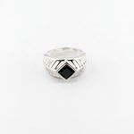 Sterling Silver Onyx Chevron Ring – view 3