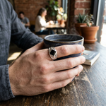 Sterling Silver Onyx Chevron Ring – view 2
