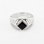 Sterling Silver Onyx Chevron Ring – view 6