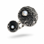 Sterling Silver Oxidized Double Disc Moonstone Ring (11g)
