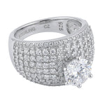 Sterling Silver Pave Halo Dome Ring (7.89g) - Size N – view 4