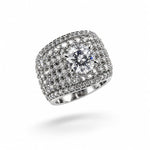 Sterling Silver Pave Halo Dome Ring (7.89g) - Size N
