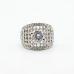Sterling Silver Pave Halo Dome Ring (7.89g) - Size N – view 3