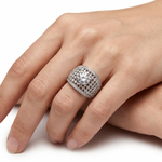 Sterling Silver Pave Halo Dome Ring (7.89g) - Size N – view 2
