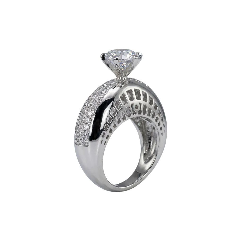 Sterling Silver Pave Solitaire Ring (12g) - Size O – view 5