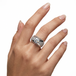 Sterling Silver Pave Solitaire Ring (12g) - Size O – view 2