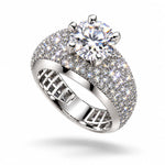 Sterling Silver Pave Solitaire Ring (12g) - Size O