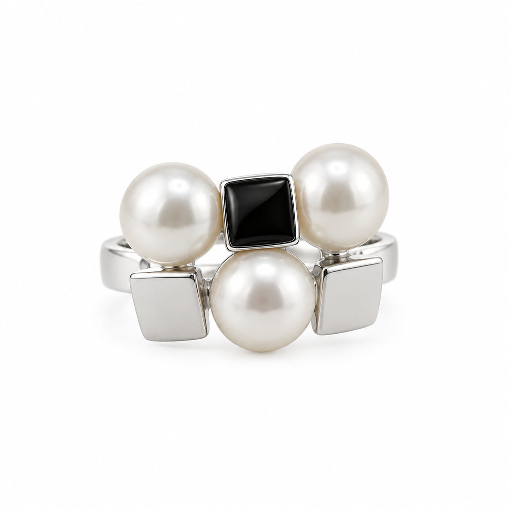 Sterling Silver Pearl Cluster Ring – view 3