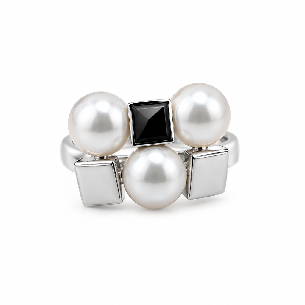 Sterling Silver Pearl Cluster Ring – view 5