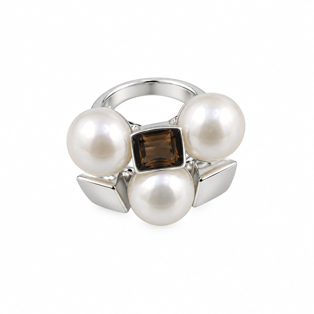 Sterling Silver Pearl Cluster Ring – view 2