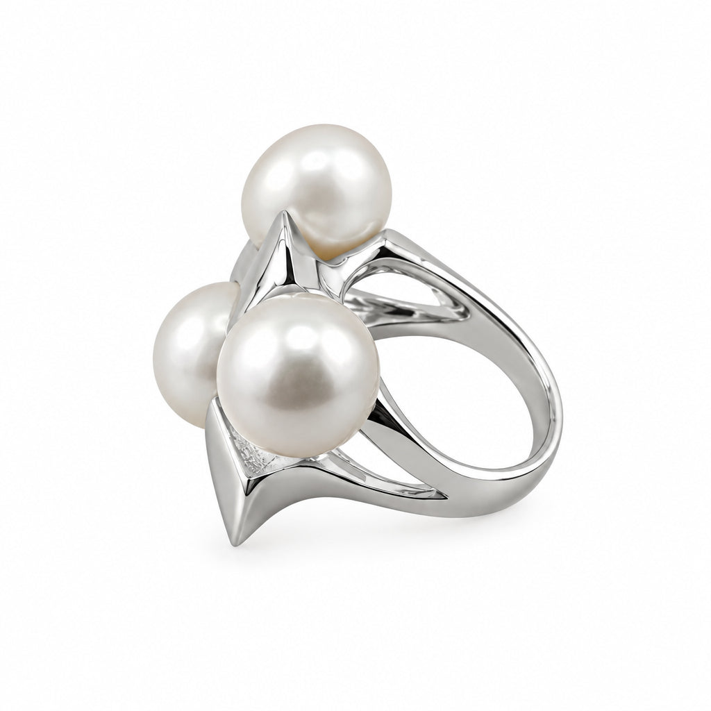 Sterling Silver Pearl Cluster Ring – view 4