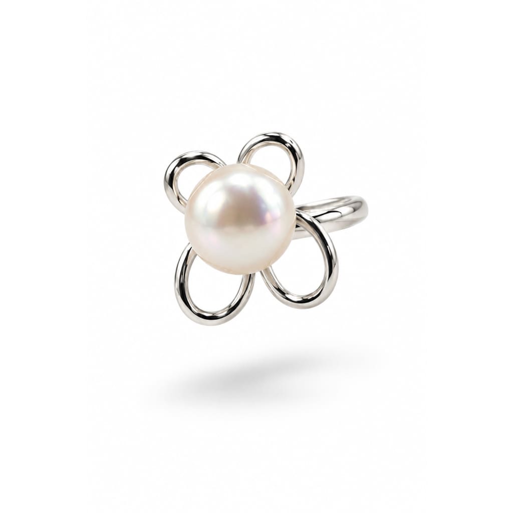 Sterling Silver Pearl Flower Ring – view 3