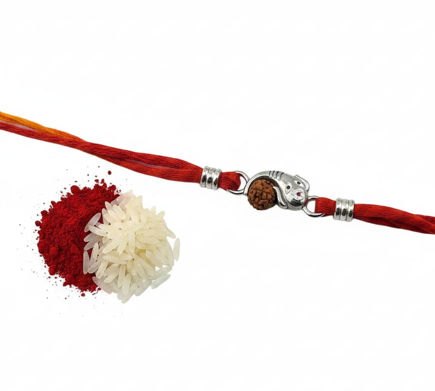 Sterling Silver Rakhi Ganesh Rudraksh