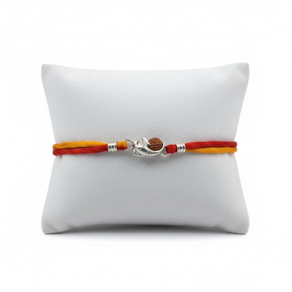 Sterling Silver Rakhi Ganesh Rudraksh