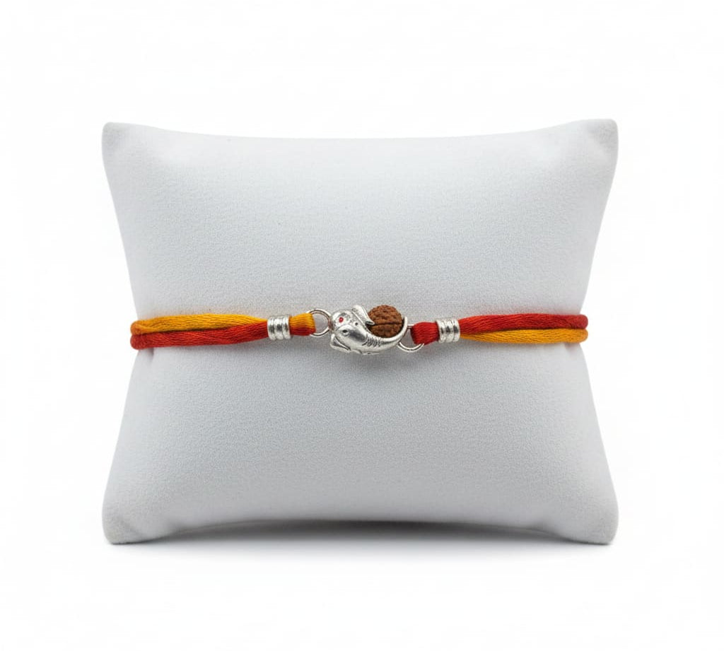Sterling Silver Rakhi Ganesh Rudraksh