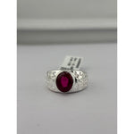 Sterling Silver Red Gemstone Ring (6.3g) - Size T 1/2