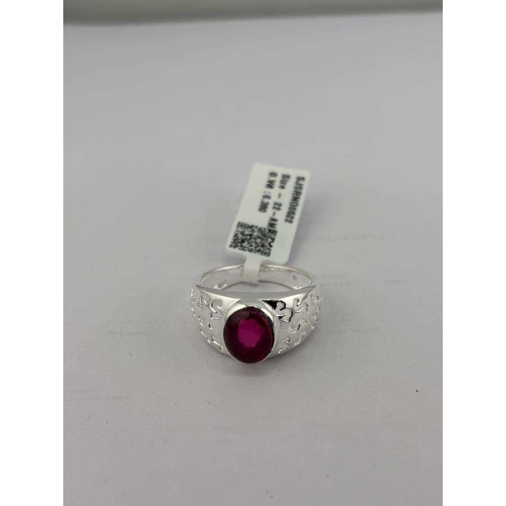 Sterling Silver Red Gemstone Ring (6.3g) - Size T 1/2 – view 2