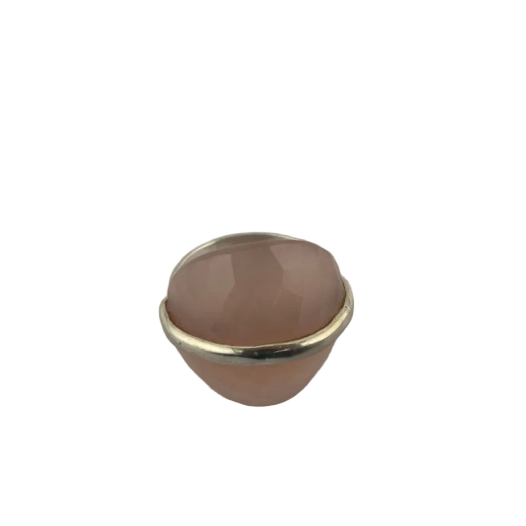 Sterling Silver Rose Quartz Dome Ring – view 3