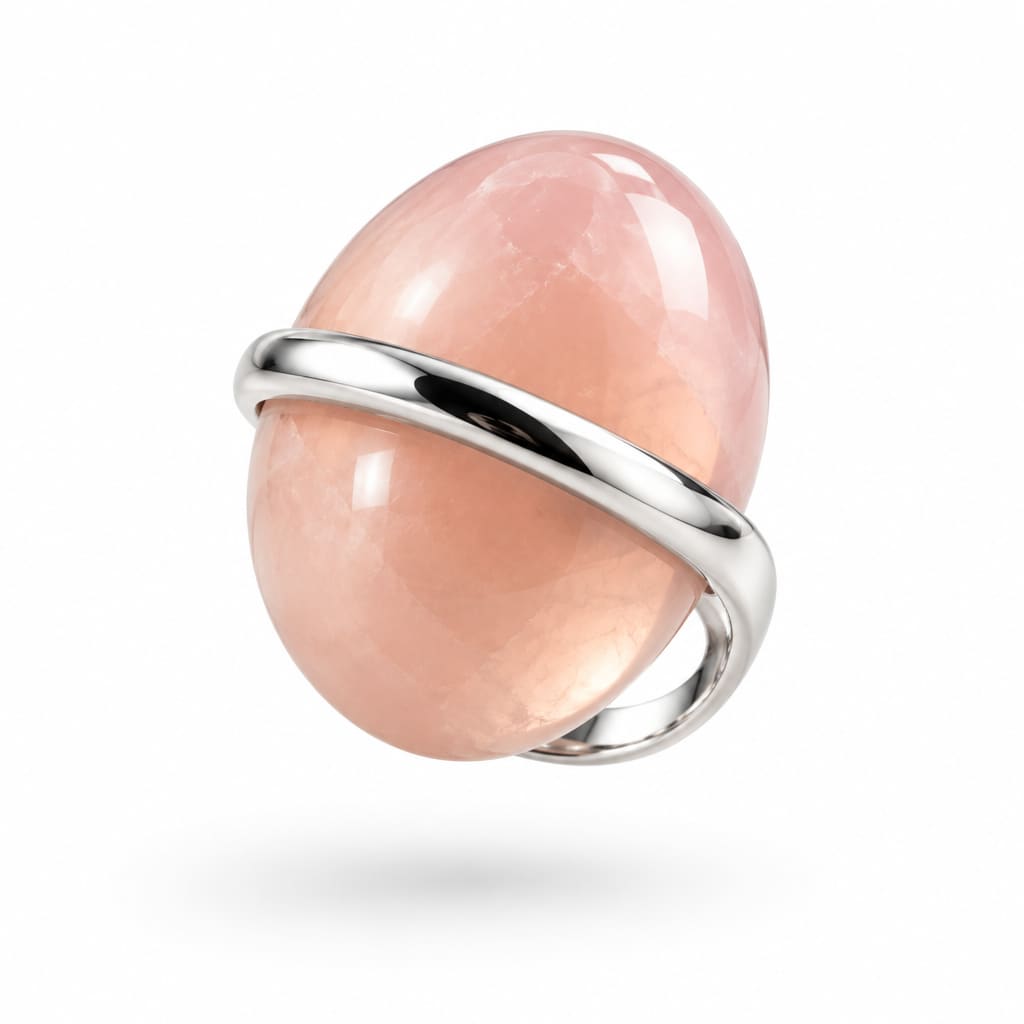 Sterling Silver Rose Quartz Dome Ring