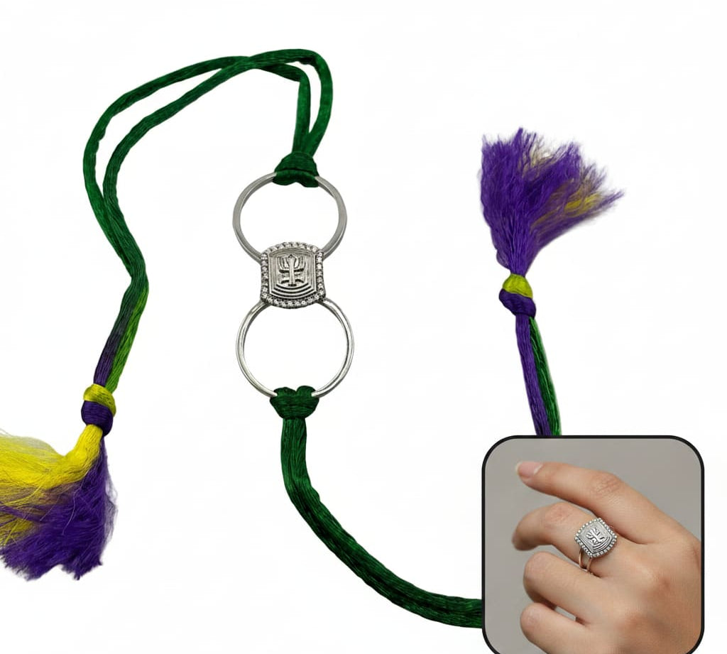 Sterling Silver Trishul Rakhi Ring 2 in 1