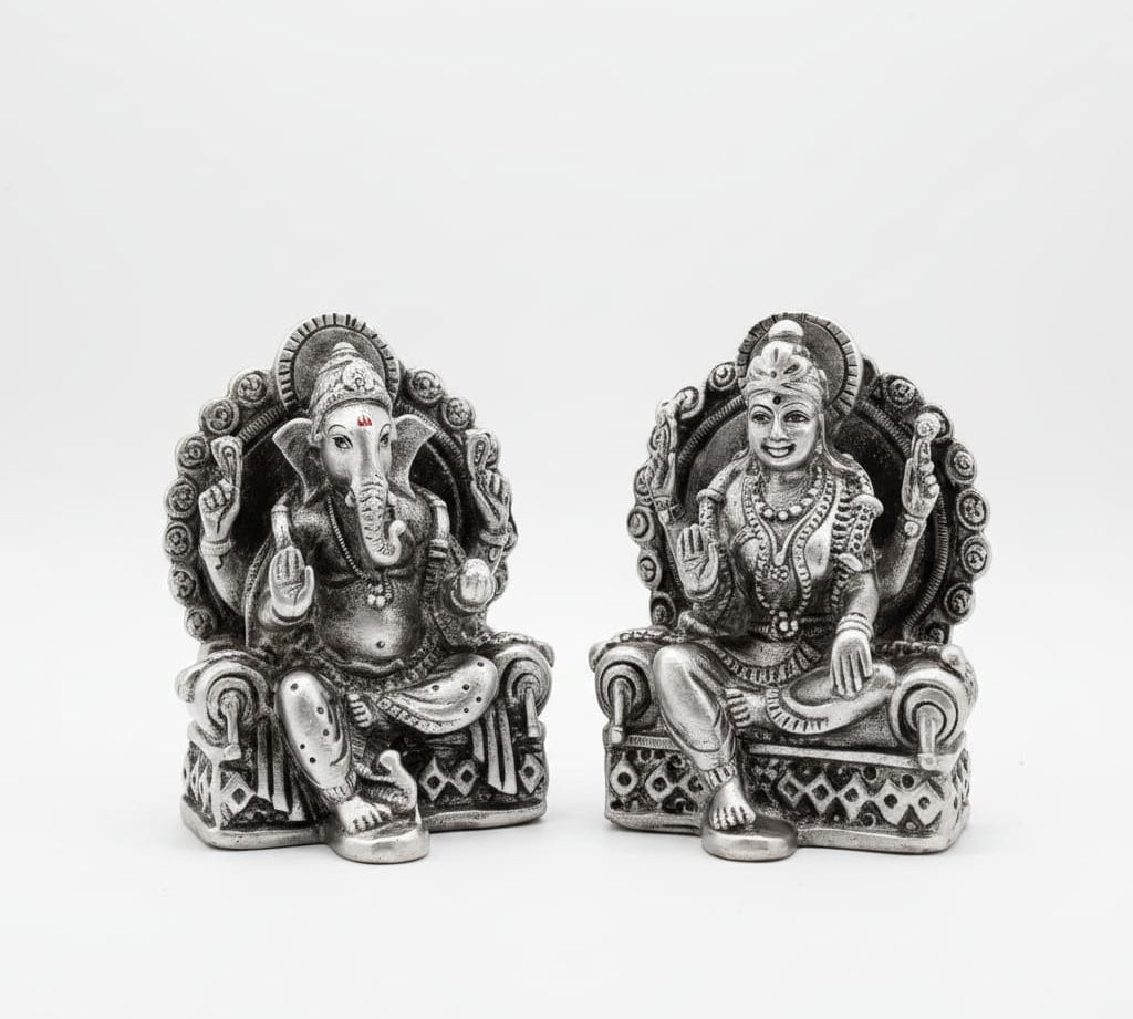 SterlingSilver (92.5% purity)Ganesh Lakshmi Idol 72gm –