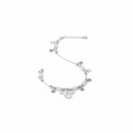 Sunburst Floral Charm Silver Anklet – 99.9% Pure Silver – Weight:16g