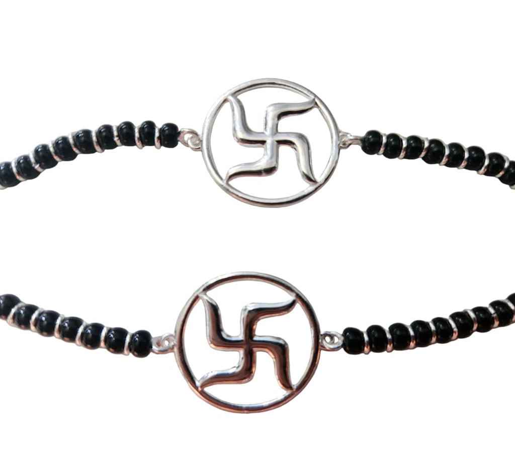 SWASTIK Sterling Silver Adjustable Nazariya Bracelet for Kids (0 – 1 years)