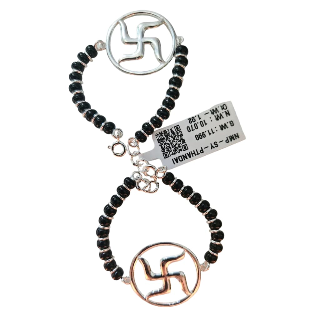SWASTIK Sterling Silver Adjustable Nazariya Bracelet for Kids (0 – 1 years)