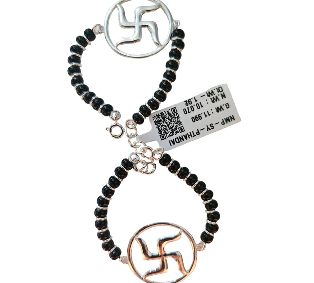 SWASTIK Sterling Silver Adjustable Nazariya Bracelet for Kids (0 – 1 years)