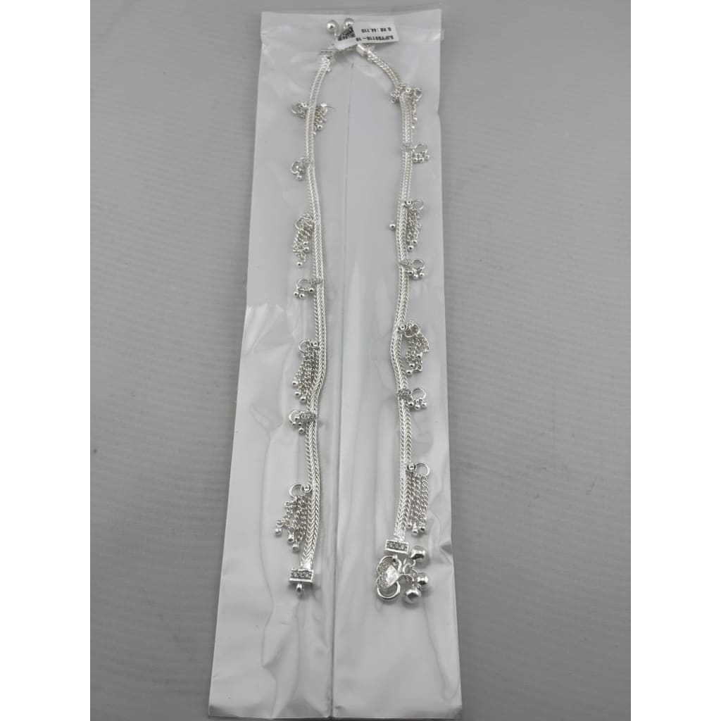 Tassel Charm Chain Anklet – 925 Sterling Silver – Adjustable – 45g