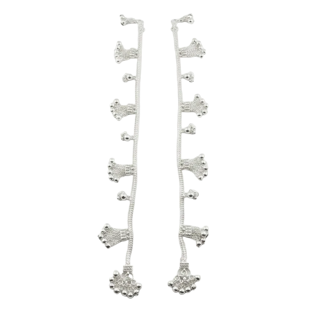Tassel Charm Chain Anklet – 925 Sterling Silver – Adjustable-45g