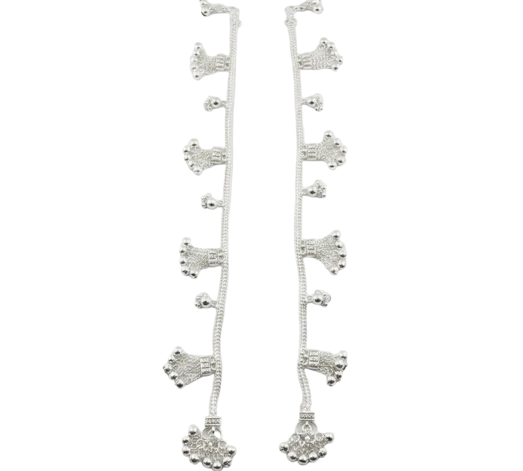 Tassel Charm Chain Anklet – 925 Sterling Silver – Adjustable-45g