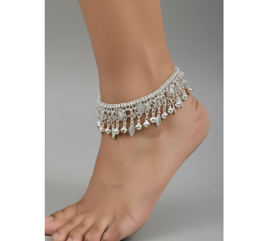 Tassel Charm Chain Anklet – 925 Sterling Silver – Adjustable – 45g
