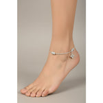 Textured Bead Snake Chain Anklet – 925 Sterling Silver – Adjustable – 30g