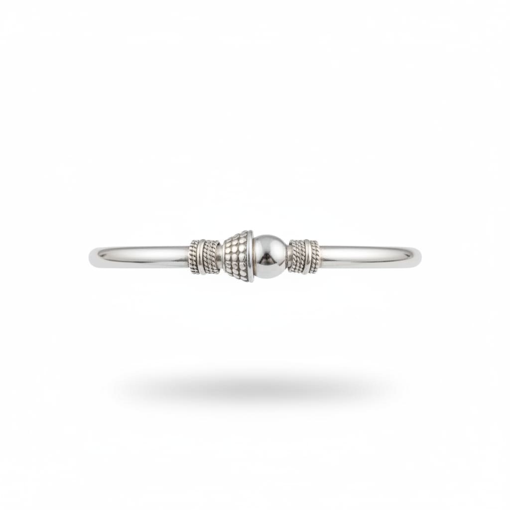 Textured Cone Bead Silver Kada – 925 Sterling Silver