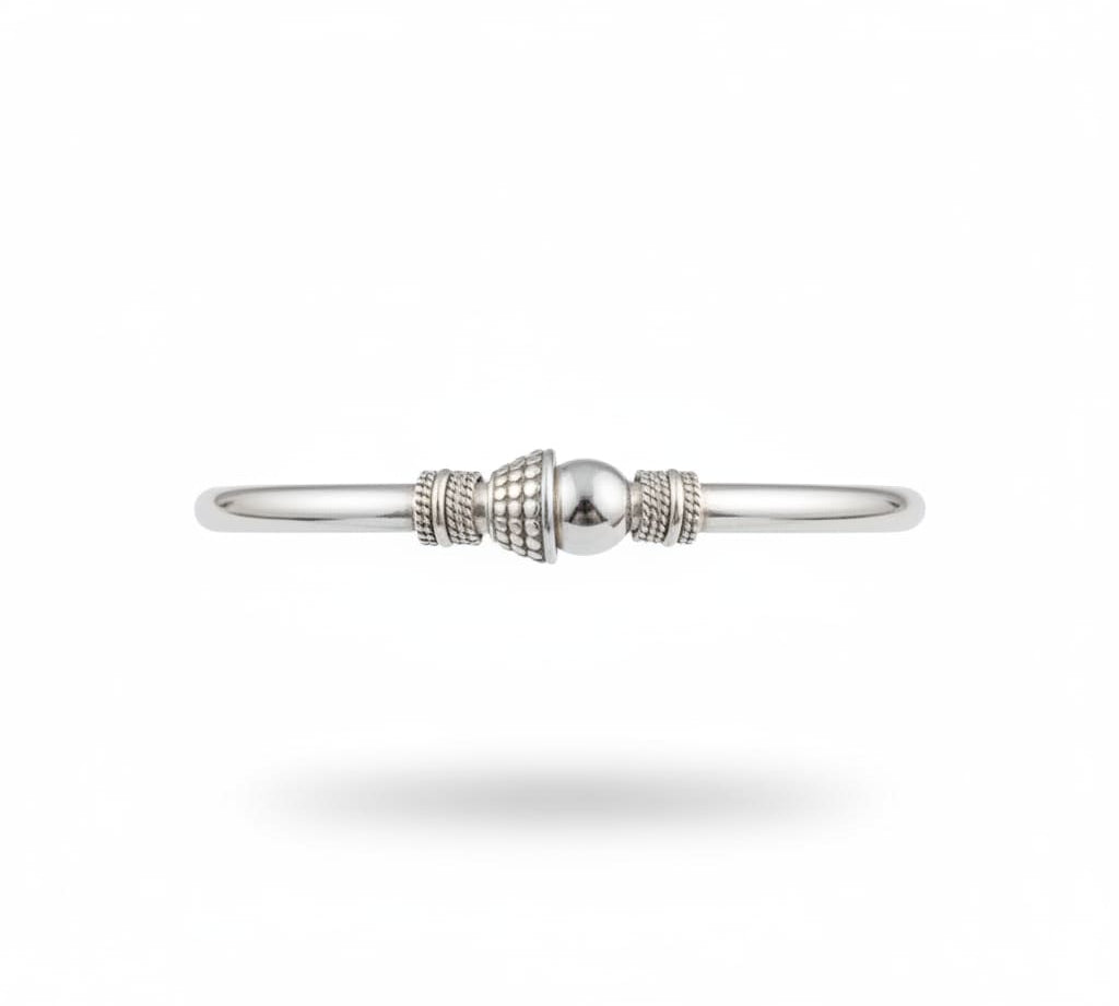 Textured Cone Bead Silver Kada – 925 Sterling Silver