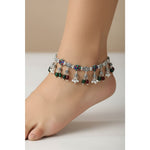 Tribal Floral Charm Silver Anklet – 99.9% Pure Silver – Multicolor Stone – Adjustable