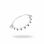 Tribal Triangle Charm Anklet – 925 Sterling Silver – Multicolor Traditional Design-26g