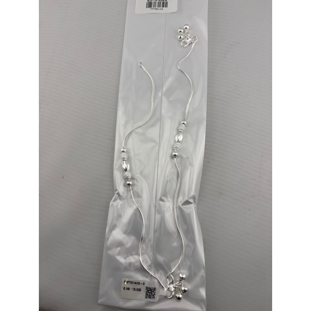 Trio Bead Elegance Silver Anklet – 99.9% Pure Silver – Weight:20g