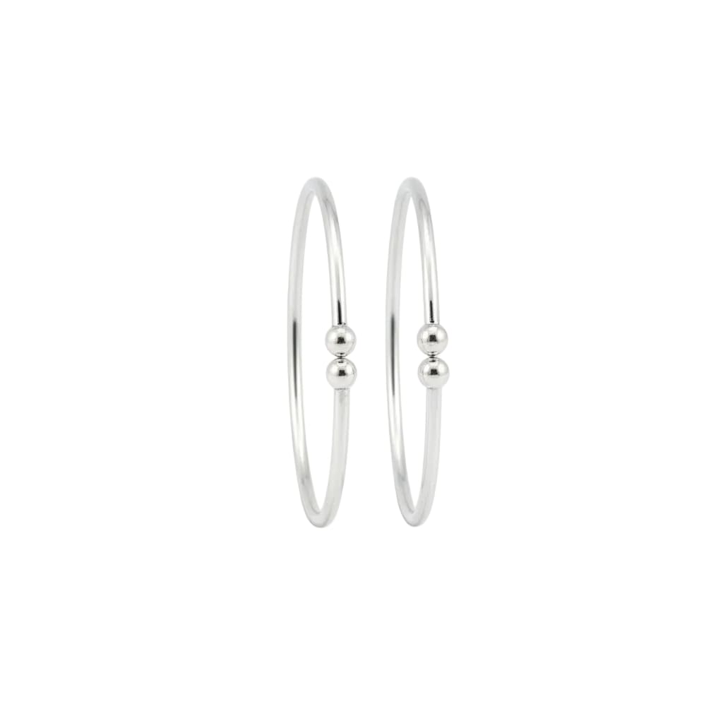 Twin Bead Silver Kada Pair – 925 Sterling Silver Bracelet
