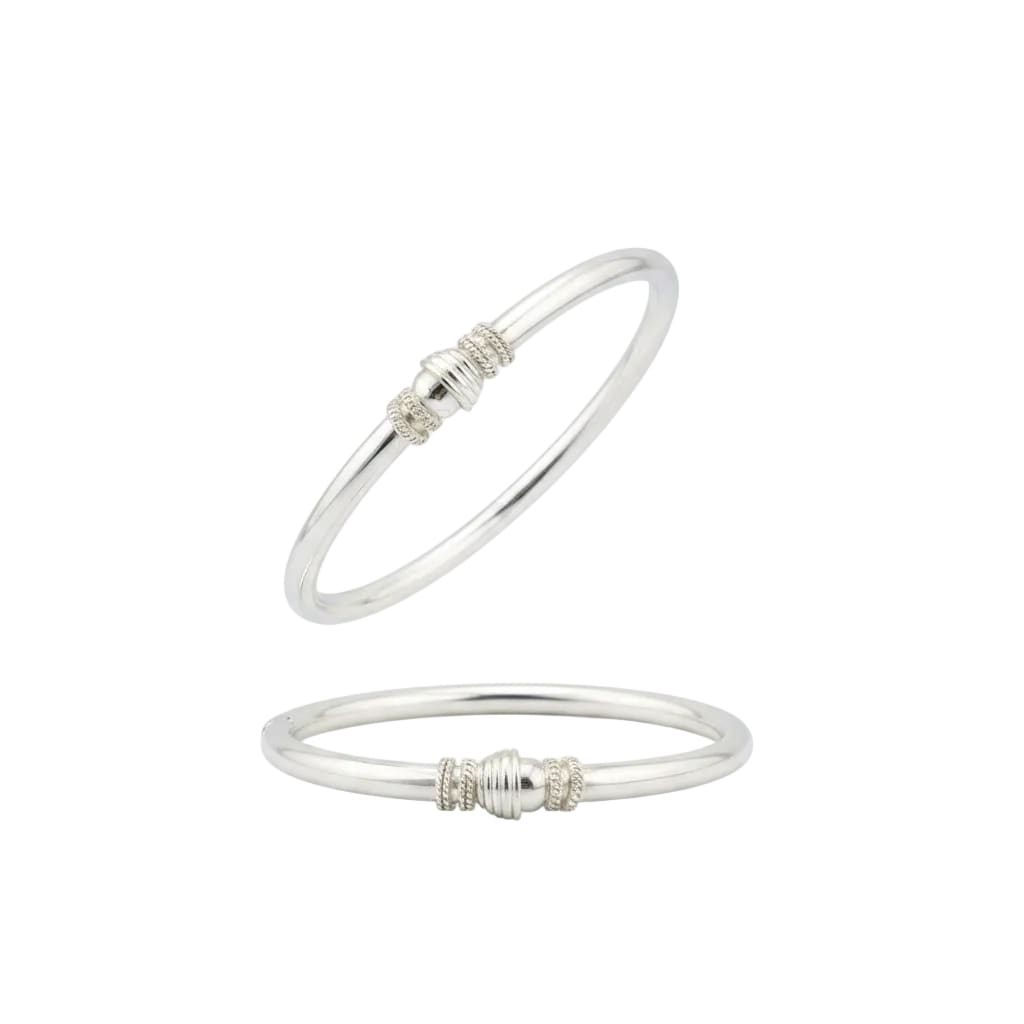 Twin Rope Bead Silver Kada Pair – 925 Sterling Silver