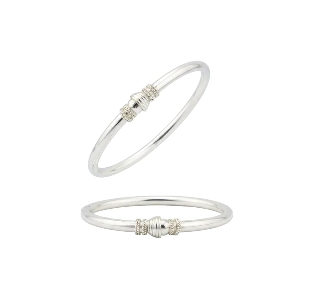 Twin Rope Bead Silver Kada Pair – 925 Sterling Silver