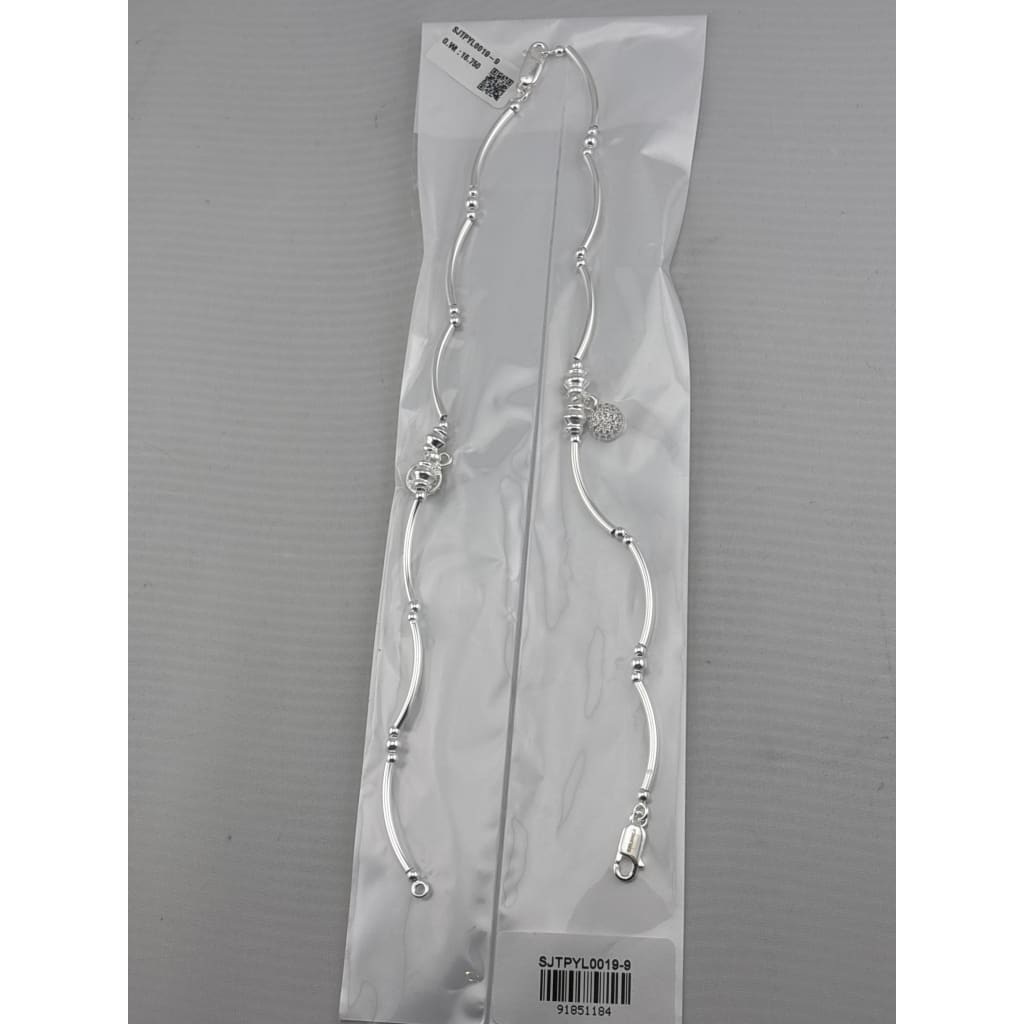 Wave Bar Silver Anklet – 99.9% Pure Silver – Weight:16g