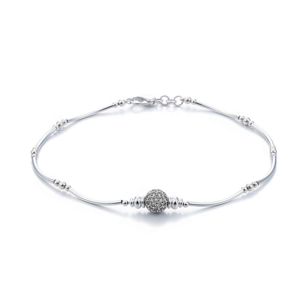 Wave Bar Silver Anklet – 99.9% Pure Silver – Weight:16g