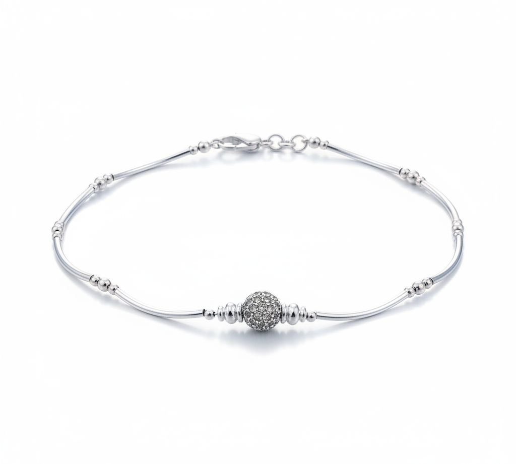 Wave Bar Silver Anklet – 99.9% Pure Silver – Weight:16g