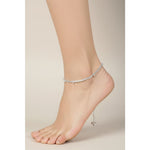 Wave Line Minimal Bell Silver Anklet – 99.9% Pure Silver – Adjustable – 30.29 g
