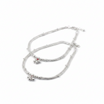 Wave Pattern Bell Silver Anklet – 99.9% Pure Silver – Adjustable – 32.47 g